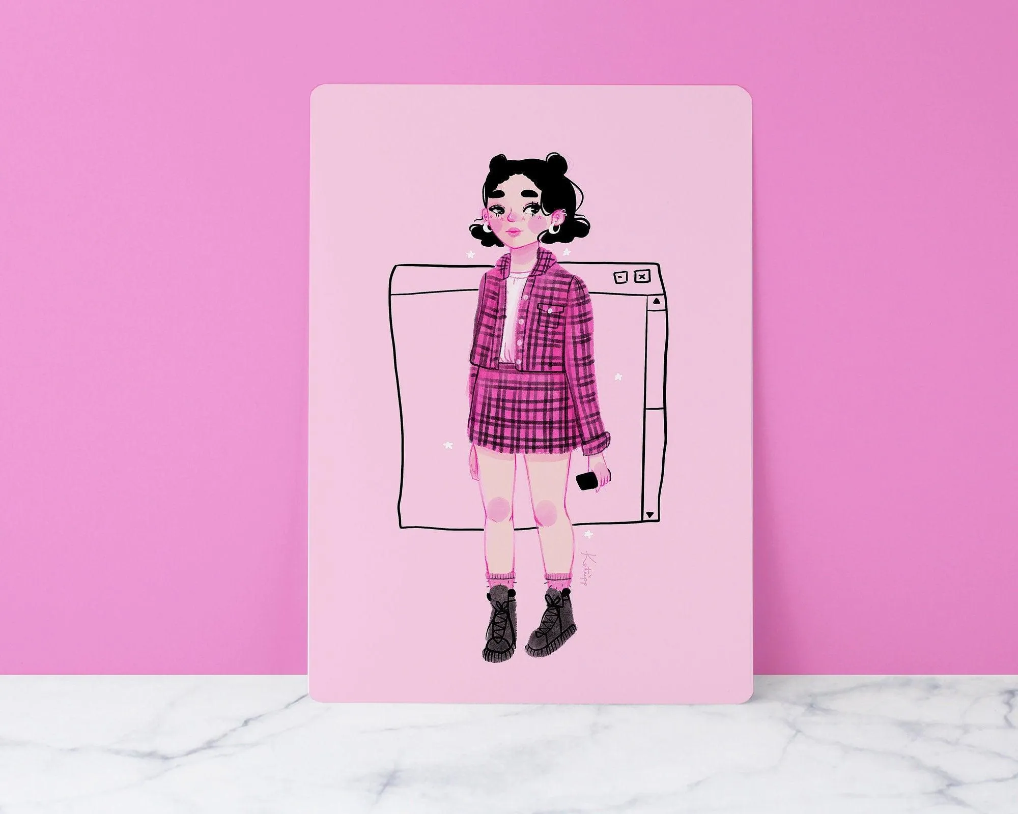 90s Girl Fashion Art Print | Summer Vibes Retro Illustration