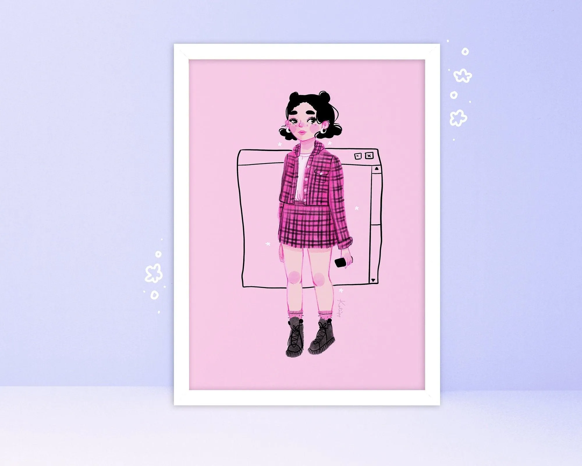 90s Girl Fashion Art Print | Summer Vibes Retro Illustration