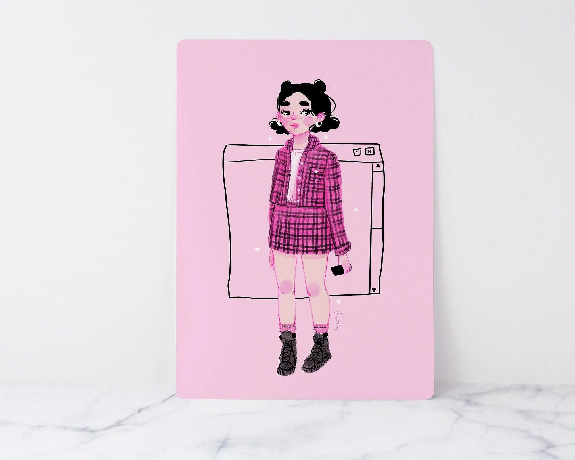 90s Girl Fashion Art Print | Summer Vibes Retro Illustration
